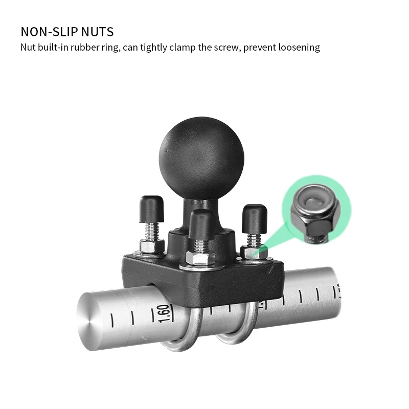 VINmounts Double U-Bolt Handlebar Rail Base with 1.5 inch Ball for Tablet mount Motorcycle/Bike/forklift/Warehouse VIN-C-006