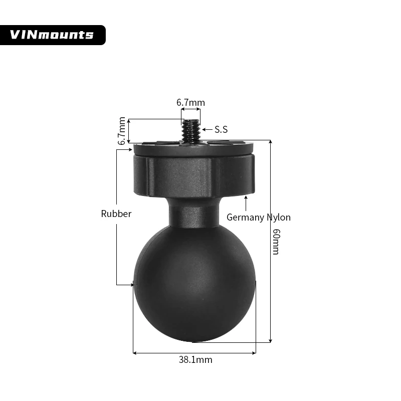 1/4"-20 Threaded Stud - C Size for motion cameras/ JVC/RAM/Sony/ camera fixed base/RAM Mount VIN-C-001