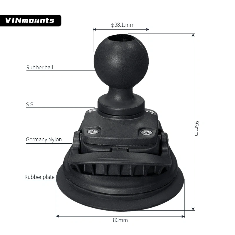 New VIN mounts Twist-Lock Suction Cup Ball Base for Car bracket clear windshield VIN-C-017