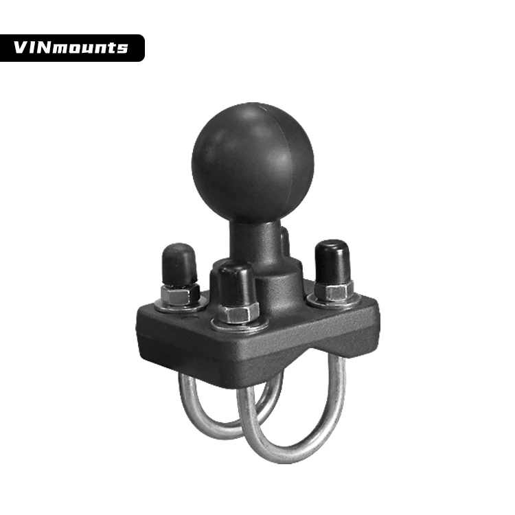 VINmounts Double U-Bolt Handlebar Rail Base with 1.5 inch Ball for Tablet mount Motorcycle/Bike/forklift/Warehouse VIN-C-006
