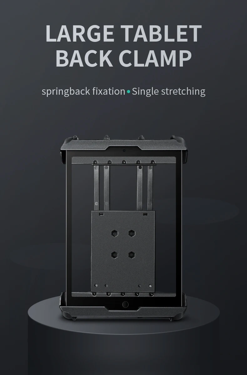 Spring Loaded Tablet Holder for 9.7“-12.9” Tablets Desktop Adjustable Tablet stand for Truck/Car Mount VIN-PBJ-08