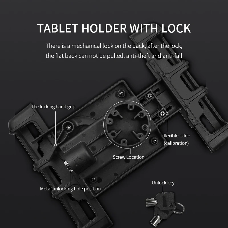 Anti-theft Tablet PC Bracket Spring Loaded Holder for 9.7“-12.9” Tablets for industry, Aviation, Military, for Ram Mounts