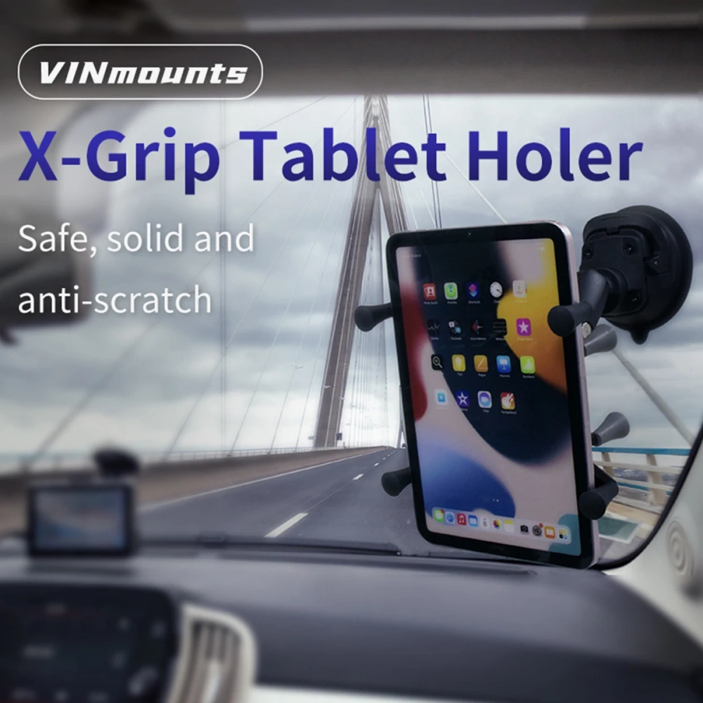 Flexible 2 in 1 car Windshield/Glass X-grip with 1" ball head Tablet holder for Suction cup car phone holder for ram mount