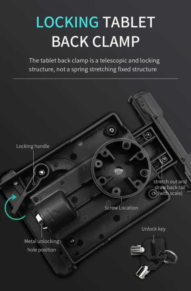 Heavy duty drill base tablet holder with Anti Theft Security Lock and Key for Truck/Forklift VIN-PBJ-04-LOCK for Ram Mounts