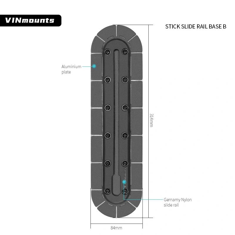 Ram & Jeep Kayak Track Base Adhesive Mount with T-Shaped Ball Head for Multi-Monitor Glue Paste Track Mount Car Accessories