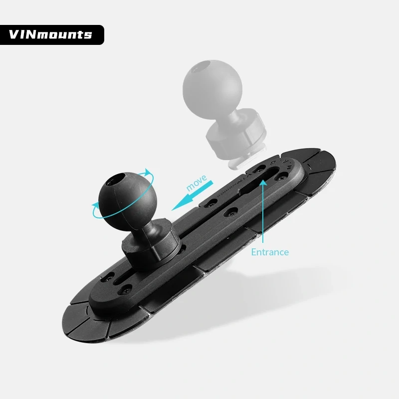 Ram & Jeep Kayak Track Base Adhesive Mount with T-Shaped Ball Head for Multi-Monitor Glue Paste Track Mount Car Accessories