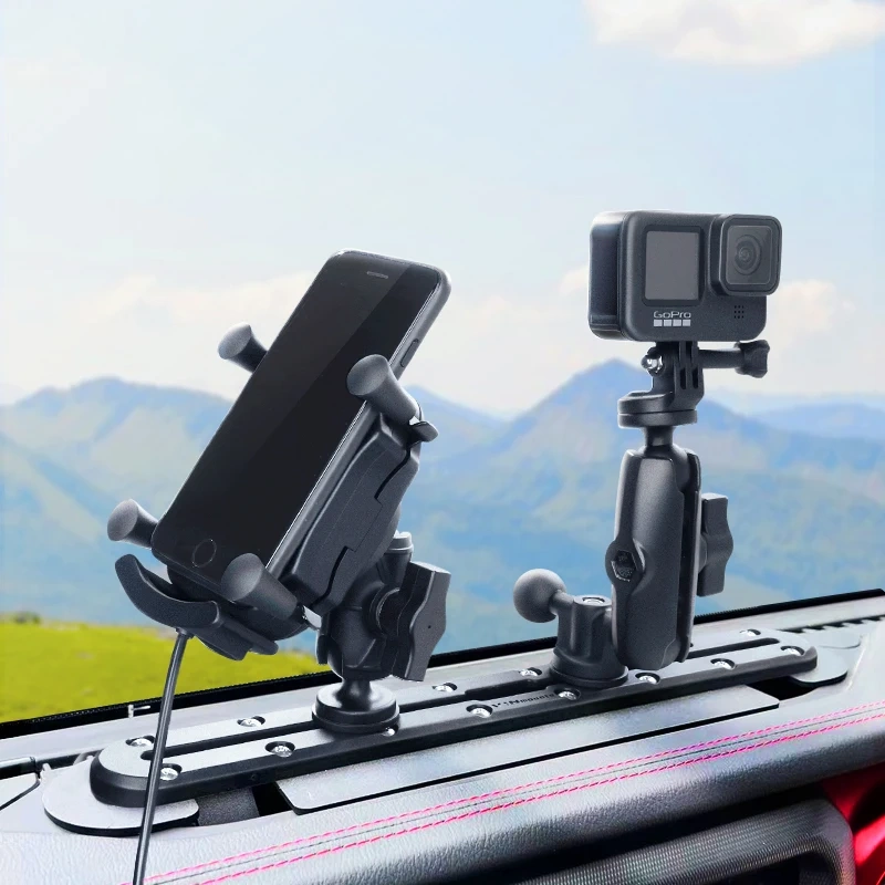 VIN Mounts Dash Mount Platform Phone Holder for Wrangler JL for Gladiator - Jeep Compatible Multi-Device Mount for Ram Mounts