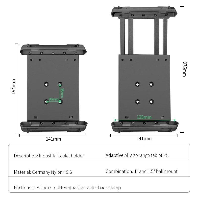 Spring Loaded Holder Compatible with 7 inch Tablet for Desk/Table/Glass Door/Desktop Baffle/Easel 360°Adjustment Mounting