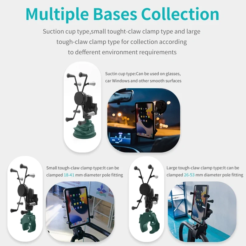 Flexible 2 in 1 car Windshield/Glass X-grip with 1" ball head Tablet holder for Suction cup car phone holder for ram mount