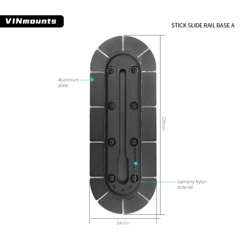 Ram & Jeep Kayak Track Base Adhesive Mount with T-Shaped Ball Head for Multi-Monitor Glue Paste Track Mount Car Accessories