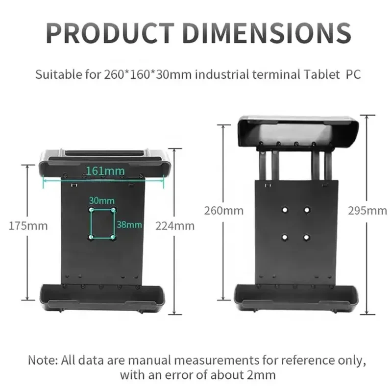 1.5" Aluminum Alloy Forklift Pillar Tablet Clamp Mount with Short Double Socket Arm for Ram Mounts
