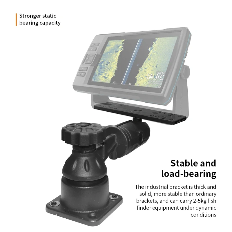 Square Base with Horizontal Single/Double Swing Arm and 1.5" Marine Electronics Ball Adapter for Fishfinder Mount for Ram Mounts
