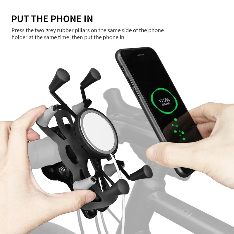 VIN Mounts Wireless Car Charger X-Grip Phone Holder Mount For All 4.7-6.9" Smartphone With Tough-Claw Clamp for Ram Mounts