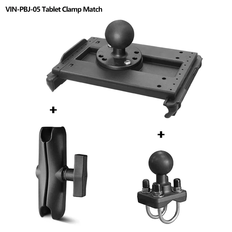 7"-14" Tablets Rail Mount with Double U Bolt Base Compatible with 0.5"-1.3" Round Tubes for UTV/ATV Mounting for Ram Mounts