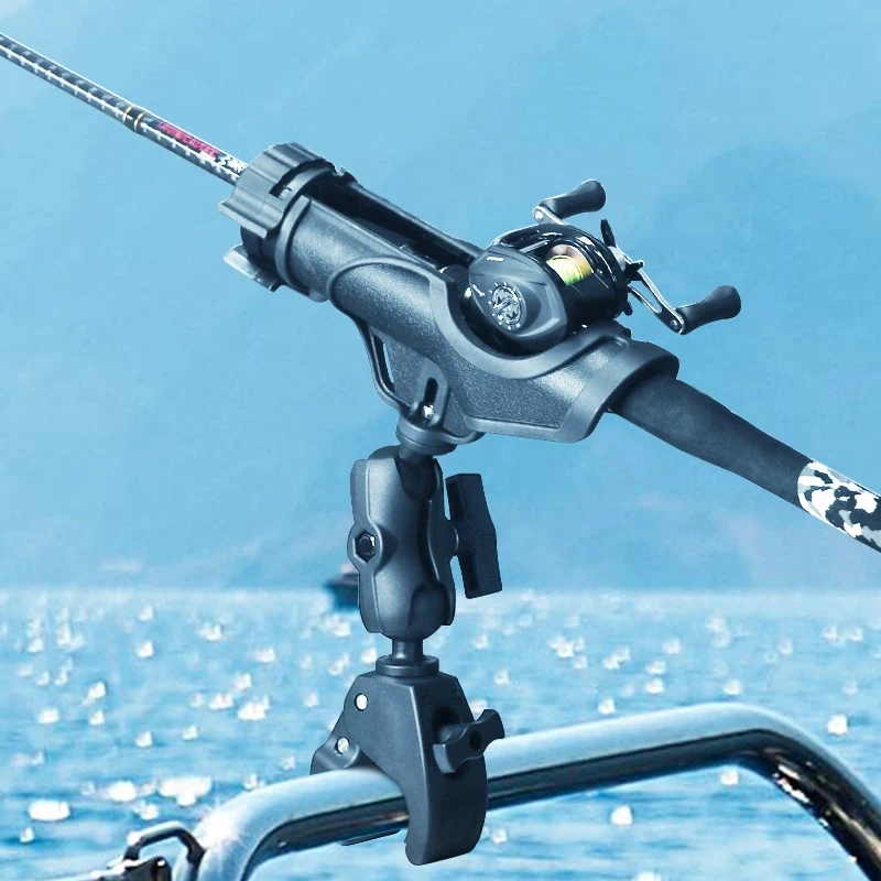 VIN mounts Fishing Rod Holder Bracket 360 degree Adjustable with Pipe Clamp for Kayak Canoe Raft Fishing for Ram Mounts
