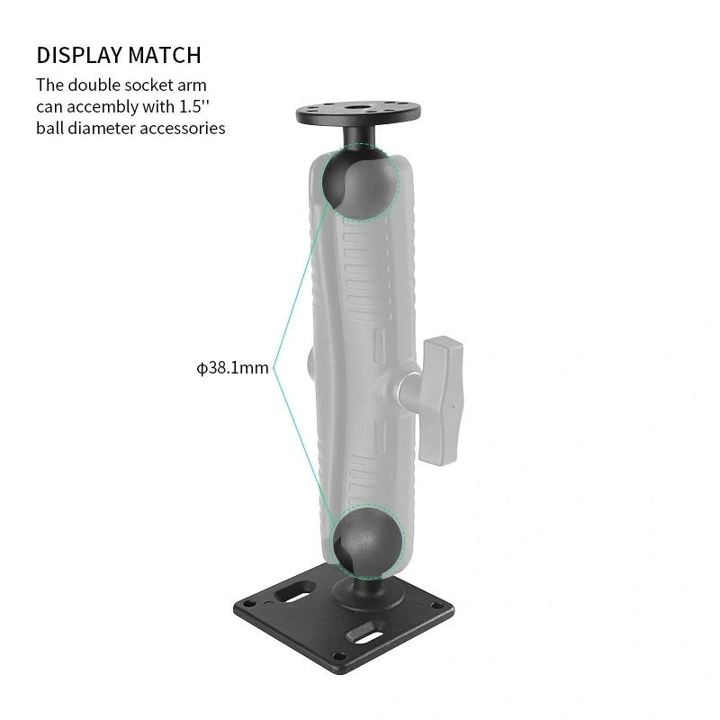 Universal Long Arm Double Socket Phone mount with 1.5 inches Ball Adapters Compatible with RAM, Arkon, iBolt VIN-C-23A