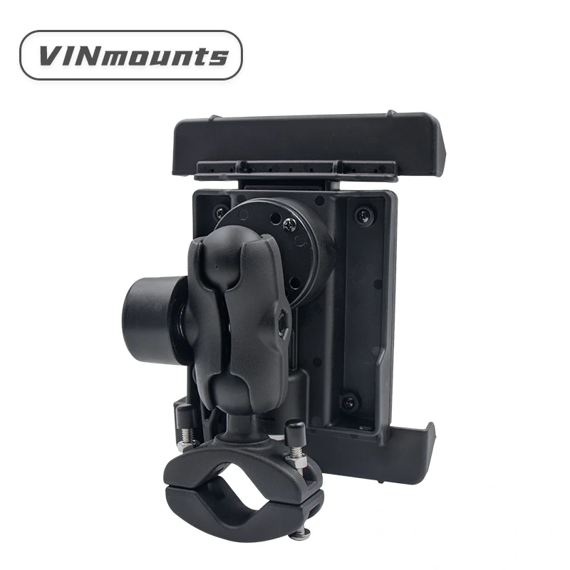Anti-Theft Tablet Pipe Clamp Mount with Double Socket Safety Arm for Rail Diameter 13-33mm