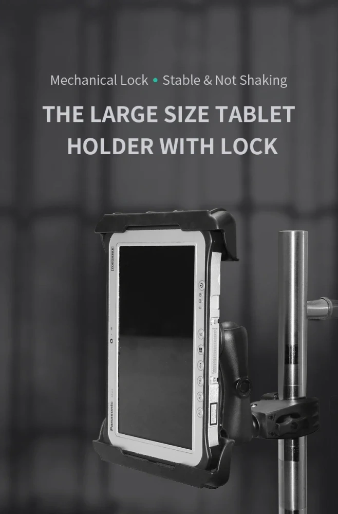 360 degree Swivel 15cm Locking Plastic Tablet Mount with 75*75VESA Base For All 8 inch-9.7 inch Tablet PC For Desk Mounting