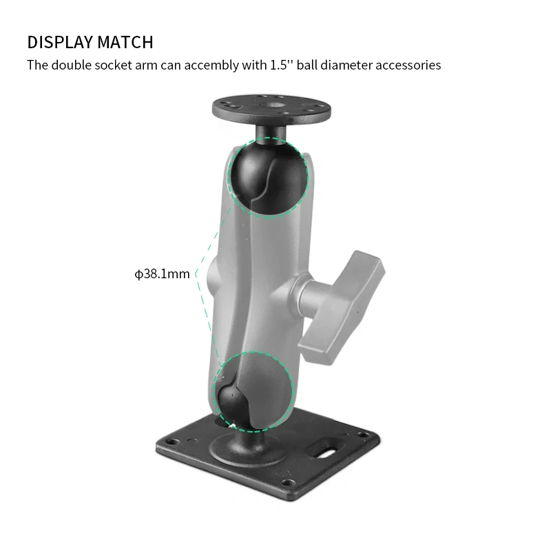 15cm Polished Aluminum Alloy Long Double Socket Arm for fish finder, chartplotter, navigator, tablet mounts for Ram Mounts