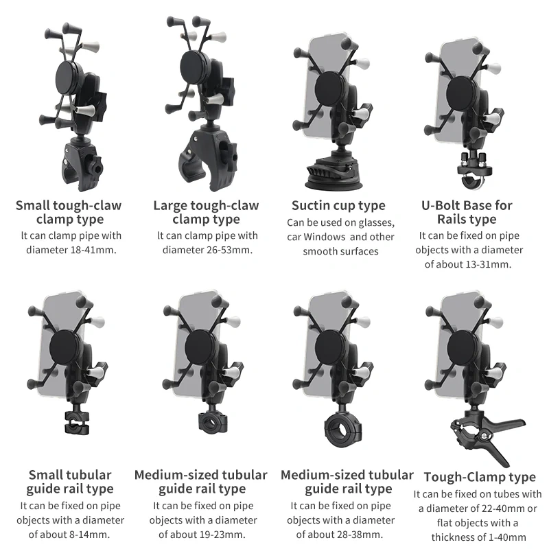 Flexible 2 in 1 X-grip Phone holder Handlebar Phone Mount for most Rail size for ram mount