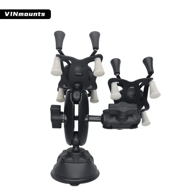 VIN Mounts Flexible 2 in 1 car Windshield X-grip Double Phone Suction Mount Compatible with Ram Mounts