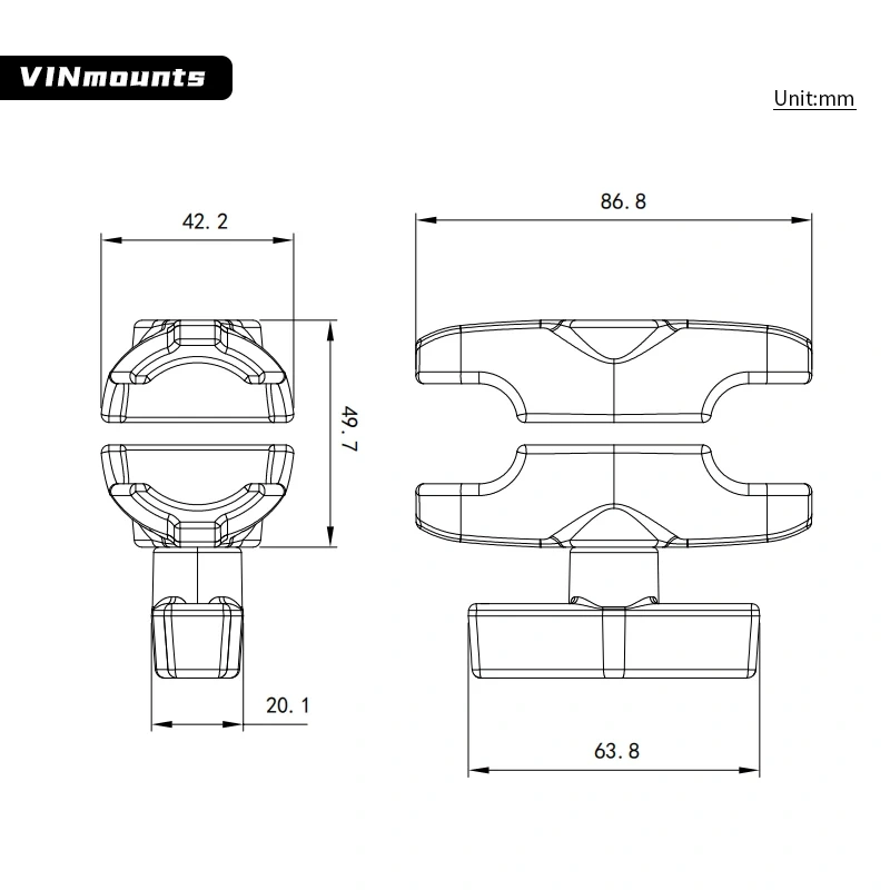 1.5'' aluminium 8.7cm double socket arm vehicle ball mount bracket for car holder Navigator mounting for Ram Mounts