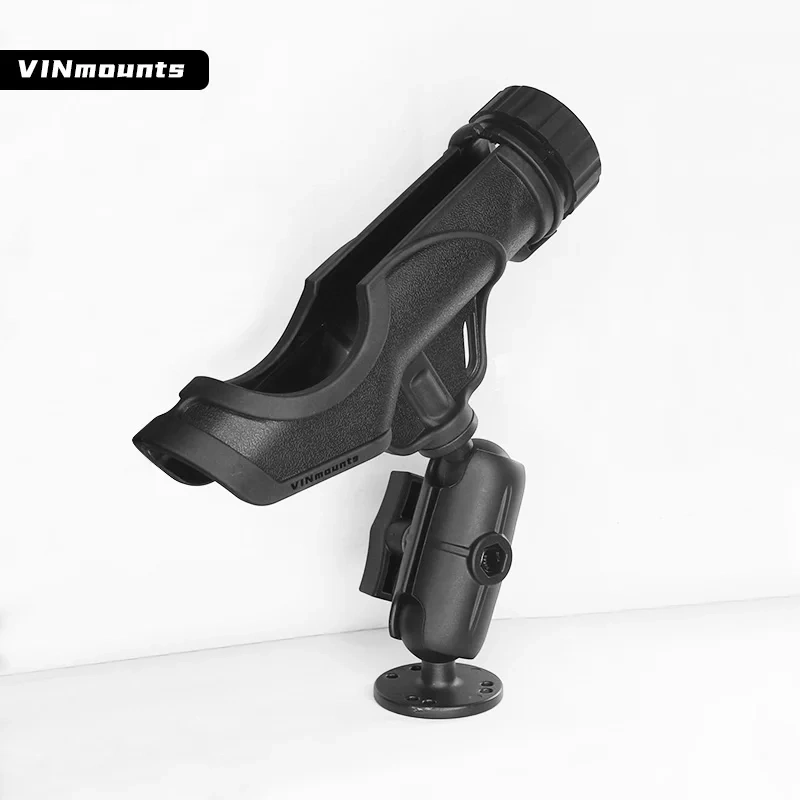 VIN Mounts Baitcaster Rod Holder w/Gearhead & Track Boat Canoeing Rowing Mount Kit Kayak Side Rod Holder for Ram Mounts