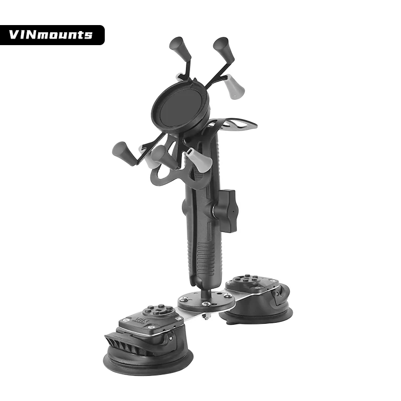 VIN Mounts Double Suction Cup Wireless Charging Charger Adapter Phone holder with 17cm Long Arm for Car Mount for Ram Mounts