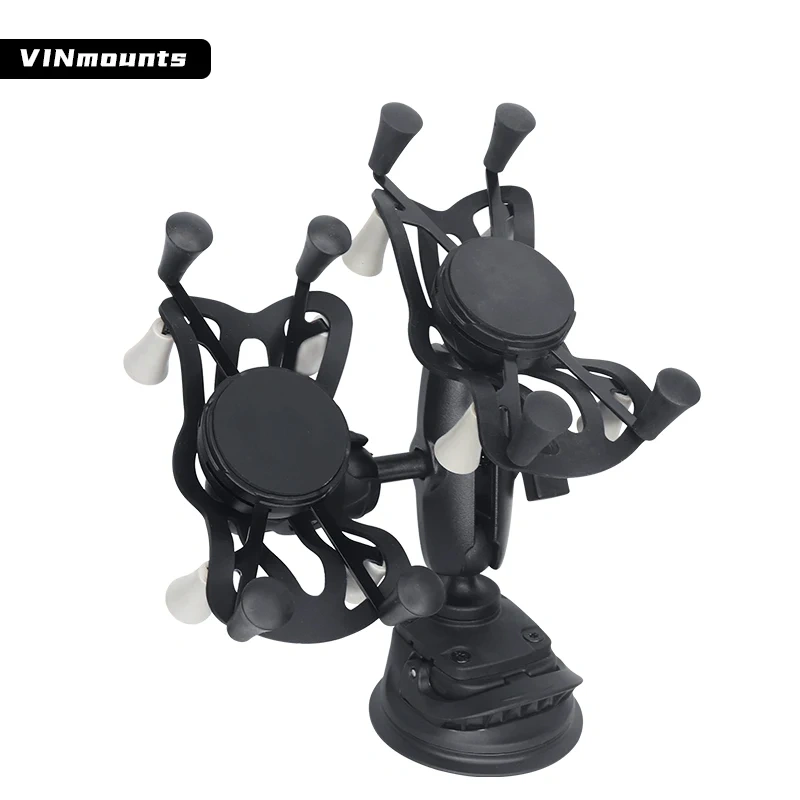 VIN Mounts Flexible 2 in 1 car Windshield X-grip Double Phone Suction Mount Compatible with Ram Mounts
