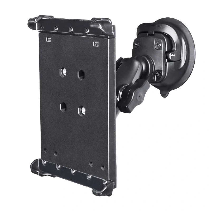 Spring Loaded Tablet Clamp with Strong Suction Cup for Ipad Mini Compatible with 230x117mm overall size tablet, thickness 10mm