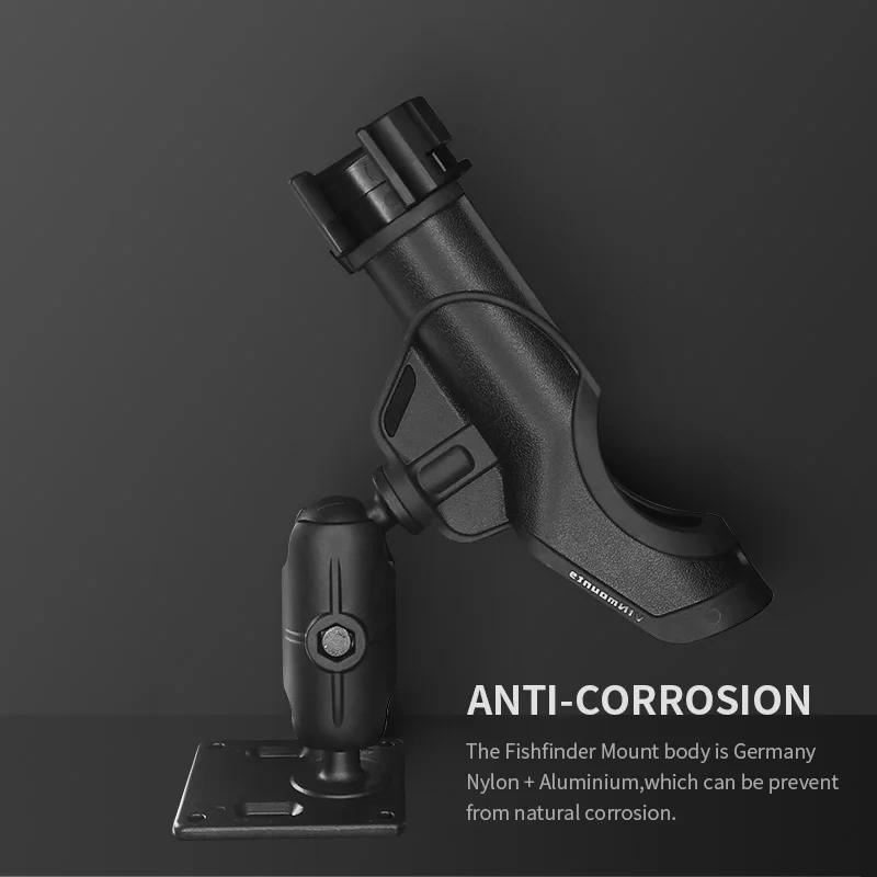 VIN Mounts Baitcaster Rod Holder w/Gearhead & Track Boat Canoeing Rowing Mount Kit Kayak Side Rod Holder for Ram Mounts