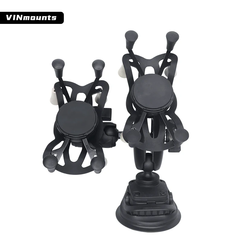 VIN Mounts Flexible 2 in 1 car Windshield X-grip Double Phone Suction Mount Compatible with Ram Mounts