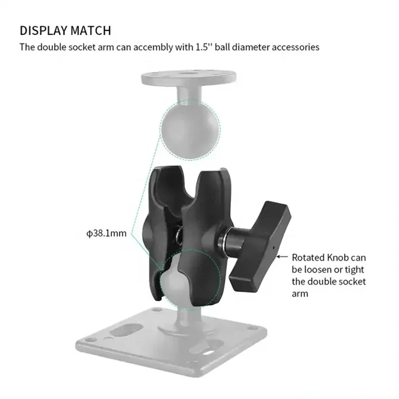 1.5" Aluminum Alloy Forklift Pillar Tablet Clamp Mount with Short Double Socket Arm for Ram Mounts
