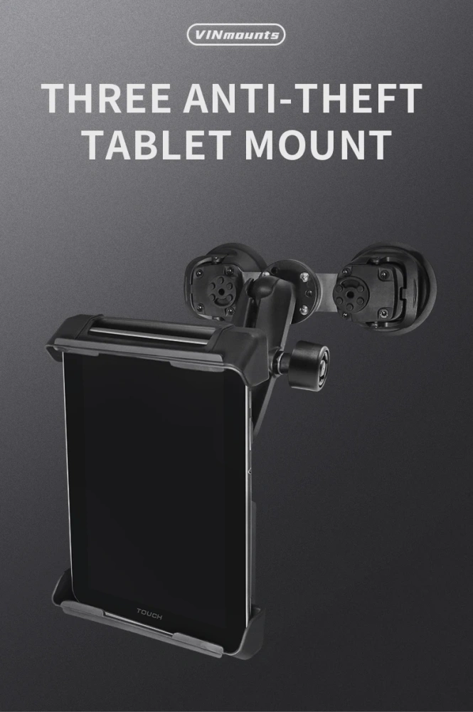 Locking Tablet Pipe Clamp, iPad Mount with Clamp Base, Flexible Arm with Safety Key, Adjustable Tablet Stand for Workshop