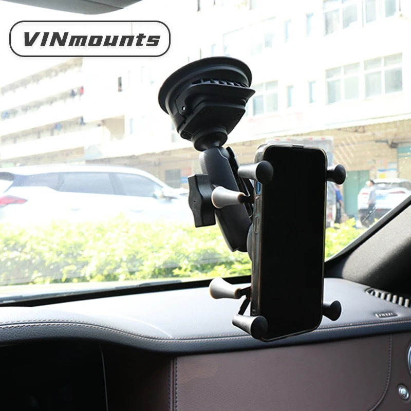 VIN Mounts Flexible 2 in 1 car Phone Suction Mount with X-grip for Ram Mounts for Windshield/Dashboard/Glass Mount