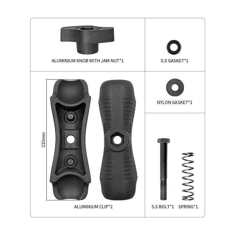 D Size 21cm/8.27" Long Double Socket Arm Heavy Duty Industrial Computer Fixing Holder TV Bracket VIN-D-21 for Ram Mounts