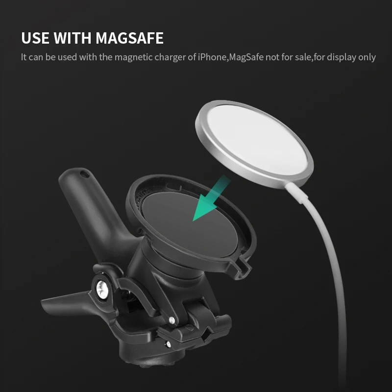 Magsafe Wireless Phone Clamp Mount for Gym Motorcycle Handlebar, Exercise Bike, Treadmill, Stroller, Cart, for Ram Mounts