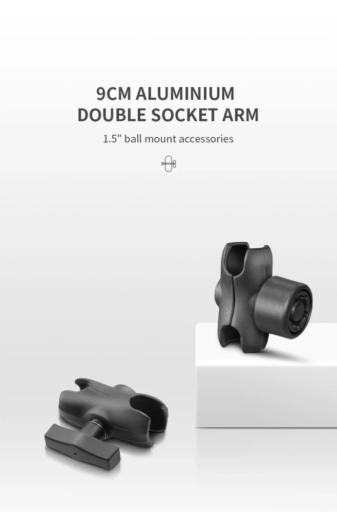 1.5 inch Universal 8.7cm Short Double Socket Arm with Safety Lock for fish finder/chartplotter/navigator Mounts for Ram Mounts