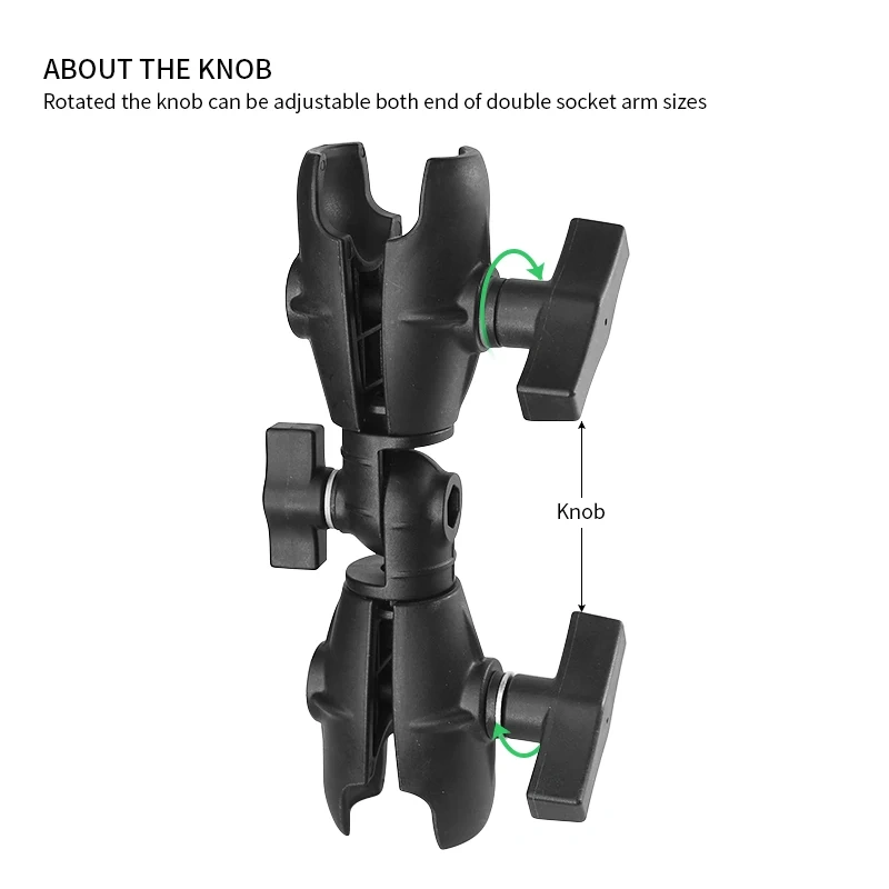 1.5" Composite Double Socket Swivel & Ratchet Arm Compatible with RAM C Size 1.5" Ball Components for TV, display, monitor mount