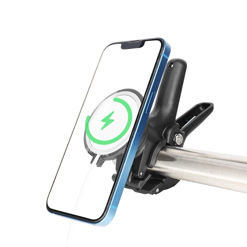 Magsafe Wireless Phone Clamp Mount for Gym Motorcycle Handlebar, Exercise Bike, Treadmill, Stroller, Cart, for Ram Mounts