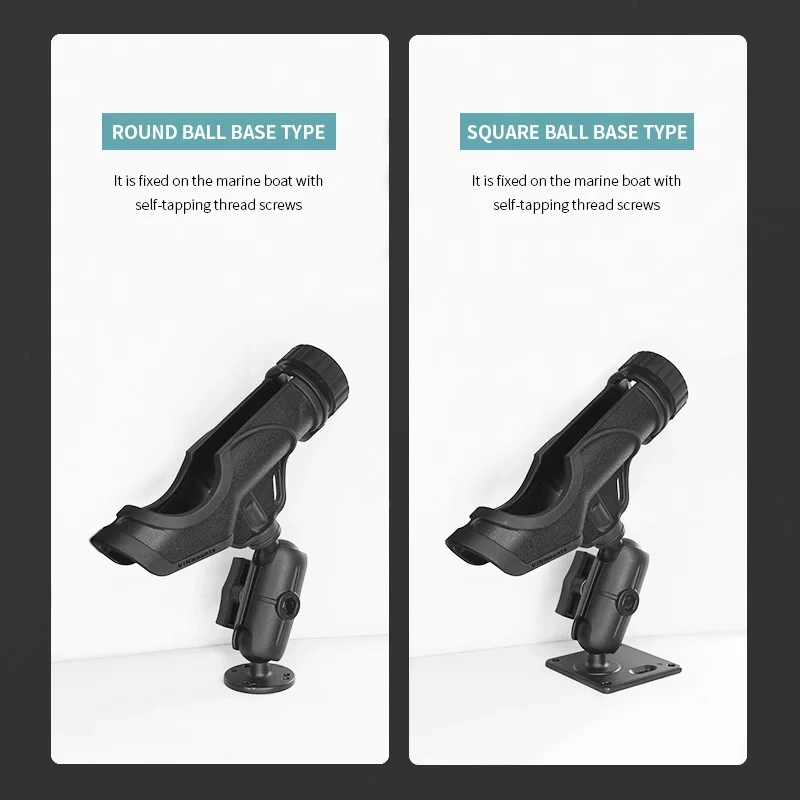 VIN Mounts Baitcaster Rod Holder w/Gearhead & Track Boat Canoeing Rowing Mount Kit Kayak Side Rod Holder for Ram Mounts