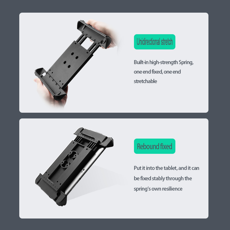VIN Mounts Spring Loaded Holder VIN-PBJ-03 for 9.7" Tablets compatible with 270x 170mm overall size tablet, thickness 15mm