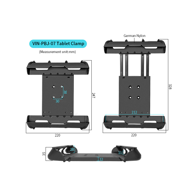 VIN Mounts Tablet Holder With 15cm/5.9inch Aluminium Double Socket Arm for Forklift/Tractor/Agricultural Machinery for Ram Mount