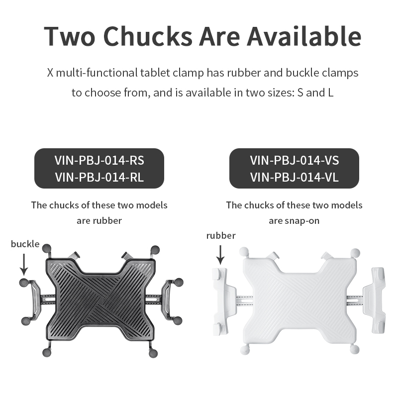 VIN Mounts X-Grip Tablet Holder White Color Cradle with Snap Fastening for 9-11 inch Tablet for Healthcare VIN-PBJ-014-VS-White