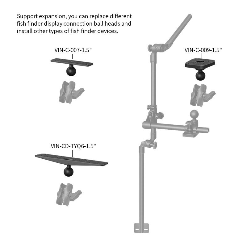 VIN Mounts 360° Foldable Portable Universal Transducer Bracket,Sensor bracket, Fishfinder Mount for Boat/Kayak