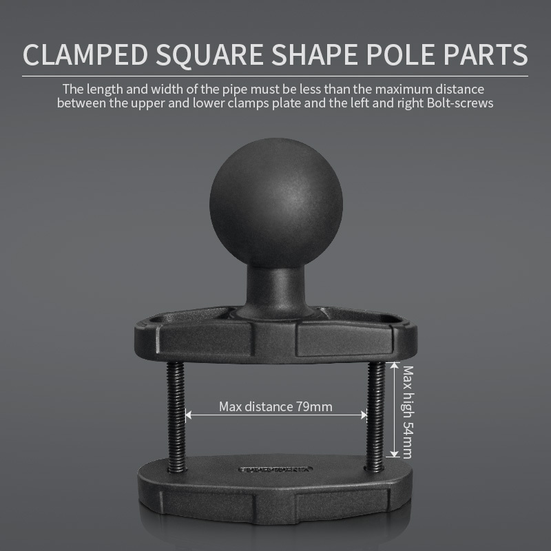 VINmounts Square Clamp Base Post Clamp Base with 2.25" Ball - Fits Square Posts up to 40x75mm Rails for Forklift,Agricultural VIN-CD-CCBZ-2.25"