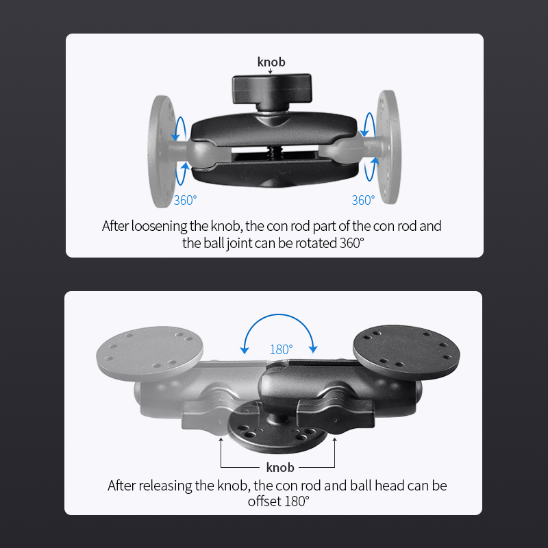 VINmounts 1 inch Universal Double Ball Mount with Two Round Plates with 9cm Arm and Aluminum Alloy Double Ball Drill-Down Mount for ram mounts