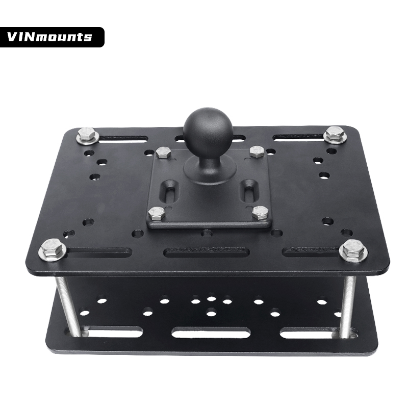 VINmounts Forklift and Warehouse Vehicle Pillar Bracket Overhead Guard Double Ball Mount with Large Round Plate compatible with ram mounts VIN-KZ-01
