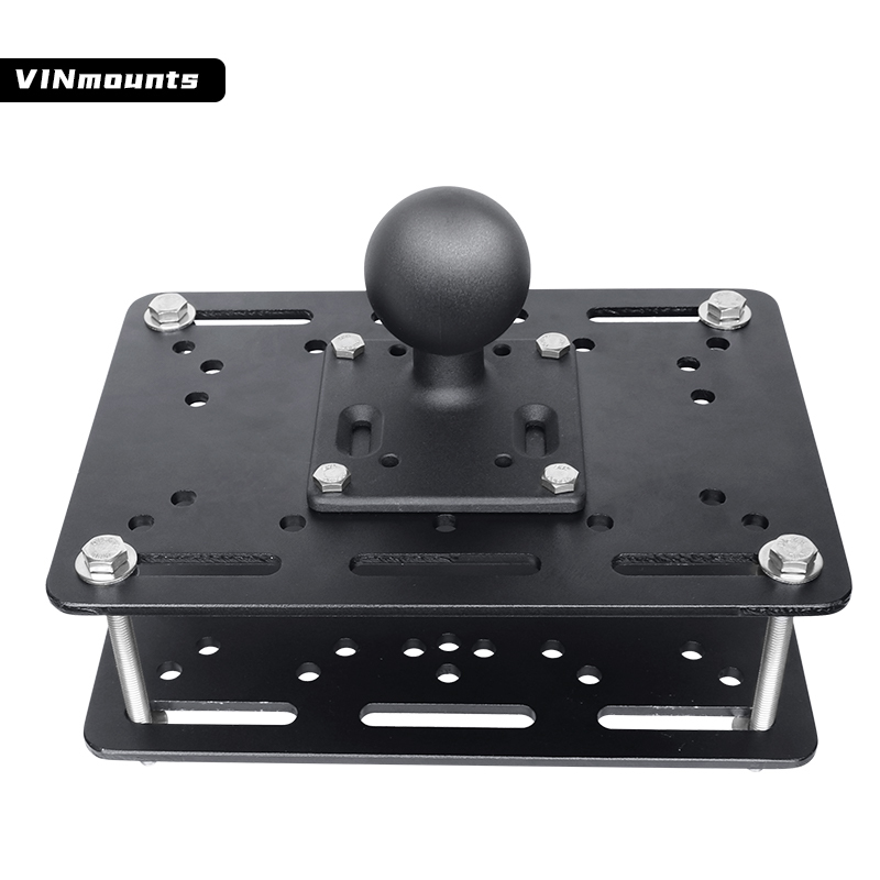 VINmounts Forklift and Warehouse Vehicle Pillar Bracket Overhead Guard Double Ball Mount with Large Round Plate compatible with ram mounts VIN-KZ-01