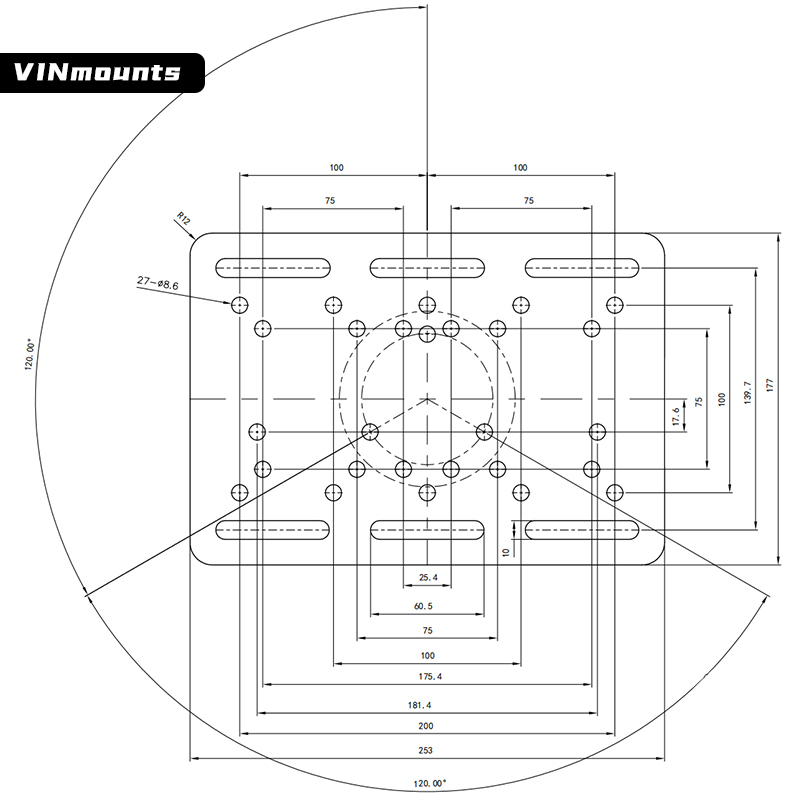 VINmounts Forklift and Warehouse Vehicle Pillar Bracket Overhead Guard Double Ball Mount with Large Round Plate compatible with ram mounts VIN-KZ-01